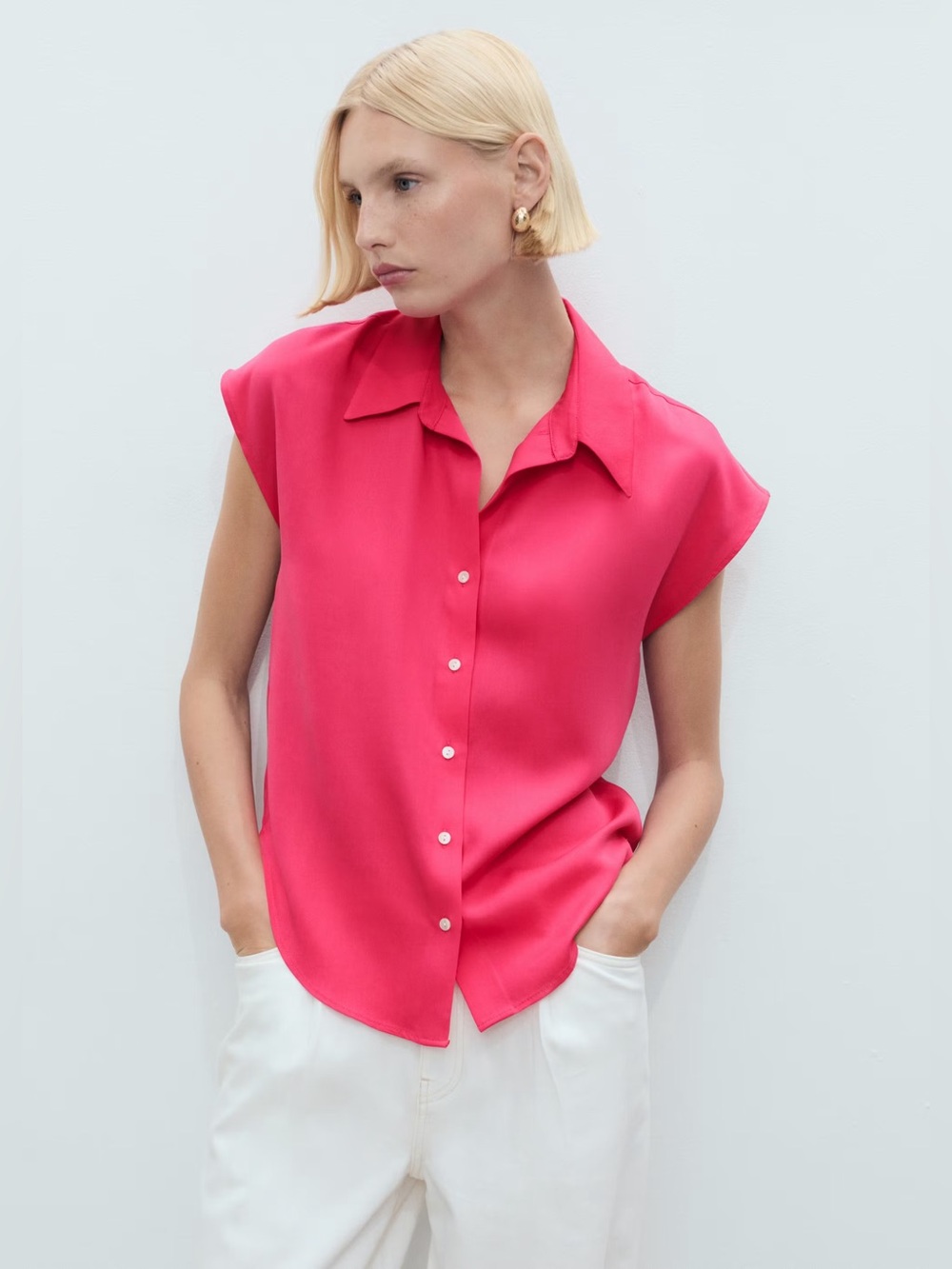 Mango Pink sleeveless shirt NWT